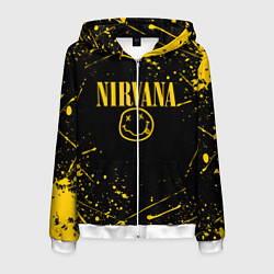 Толстовка 3D на молнии мужская NIRVANA, цвет: 3D-белый