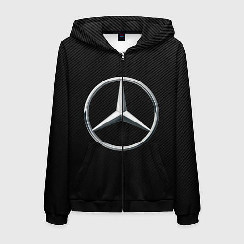 Мужская толстовка на молнии MERCEDES-BENZ CARBON / 3D-Черный – фото 1