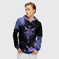 Толстовка 3D на молнии мужская Стальной алхимик, цвет: 3D-синий — фото 2