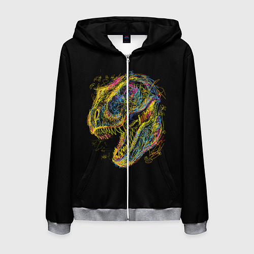 Мужская толстовка на молнии Тираннозавр Рекс / 3D-Меланж – фото 1