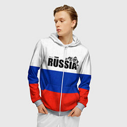 Толстовка 3D на молнии мужская Russia, цвет: 3D-меланж — фото 2