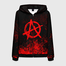 Толстовка 3D на молнии мужская АНАРХИЯ, цвет: 3D-черный