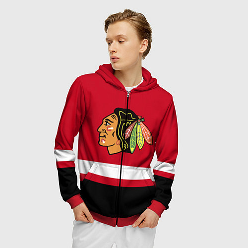 Мужская толстовка на молнии Chicago Blackhawks / 3D-Красный – фото 3