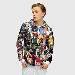 Толстовка 3D на молнии мужская All of Anime, цвет: 3D-белый — фото 2