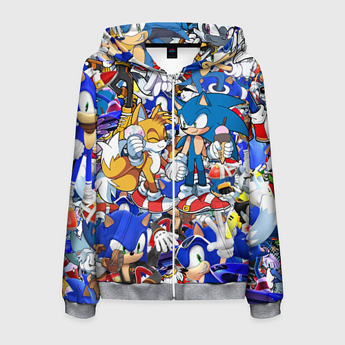 Мужская толстовка на молнии SONIC PATTERN / 3D-Меланж – фото 1