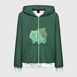 Толстовка 3D на молнии мужская Pokemon Bulbasaur, цвет: 3D-белый