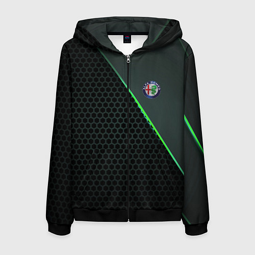 Мужская толстовка на молнии Alfa Romeo / 3D-Черный – фото 1