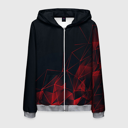 Мужская толстовка на молнии RED STRIPES / 3D-Меланж – фото 1