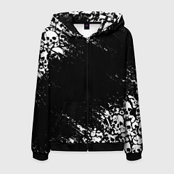 Толстовка 3D на молнии мужская БЕЛЫЕ ЧЕРЕПА, цвет: 3D-черный