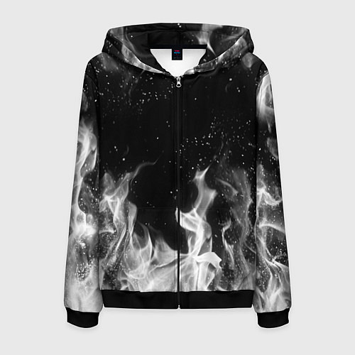 Мужская толстовка на молнии БЕЛЫЙ ОГОНЬ / 3D-Черный – фото 1