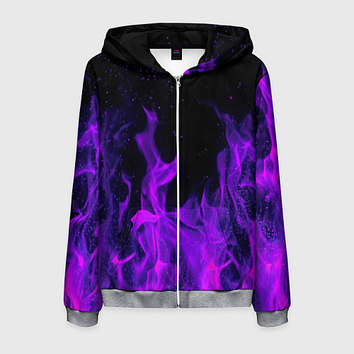 Мужская толстовка на молнии ФИОЛЕТОВЫЙ ОГОНЬ / 3D-Меланж – фото 1