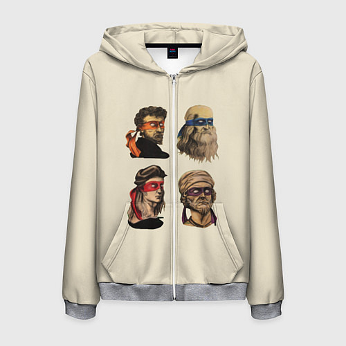 Мужская толстовка на молнии Настоящие Черепашки / 3D-Меланж – фото 1