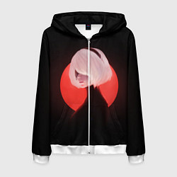 Толстовка 3D на молнии мужская 2b Nier Black, цвет: 3D-белый