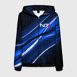 Толстовка 3D на молнии мужская MASS EFFECT N7, цвет: 3D-черный