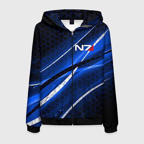 Мужская толстовка на молнии MASS EFFECT N7 / 3D-Черный – фото 1