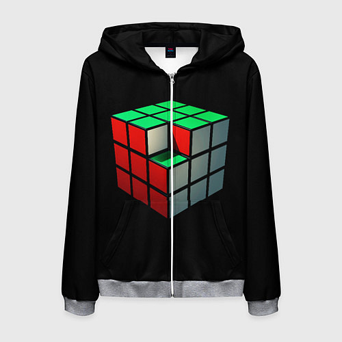 Мужская толстовка на молнии Кубик Рубика / 3D-Меланж – фото 1