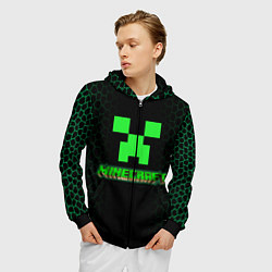 Толстовка 3D на молнии мужская Minecraft, цвет: 3D-черный — фото 2