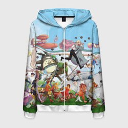 Толстовка 3D на молнии мужская Studio Ghibli, цвет: 3D-белый