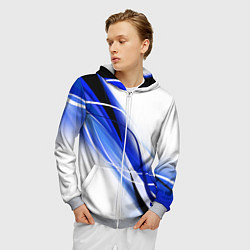 Толстовка 3D на молнии мужская GEOMETRY STRIPES BLUE, цвет: 3D-меланж — фото 2