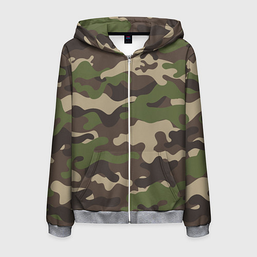 Мужская толстовка на молнии МИЛИТАРИ / 3D-Меланж – фото 1