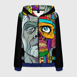 Толстовка 3D на молнии мужская Франкенштейн, цвет: 3D-синий