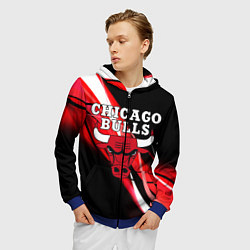 Толстовка 3D на молнии мужская CHICAGO BULLS, цвет: 3D-синий — фото 2