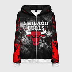 Толстовка 3D на молнии мужская CHICAGO BULLS, цвет: 3D-белый