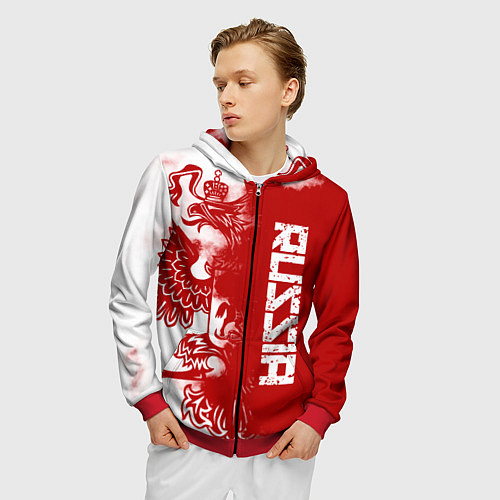 Мужская толстовка на молнии Russia / 3D-Красный – фото 3