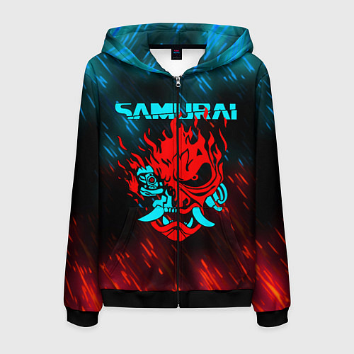 Мужская толстовка на молнии CYBERPUNK 2077 SAMURAI / 3D-Черный – фото 1