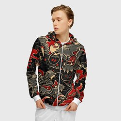 Толстовка 3D на молнии мужская Dsquared tatoo DRAGON, цвет: 3D-белый — фото 2