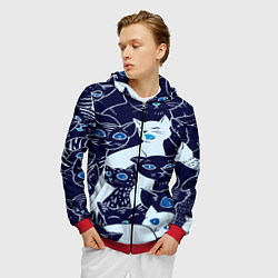 Толстовка 3D на молнии мужская КОТЯТА ПАТТЕРН, цвет: 3D-красный — фото 2