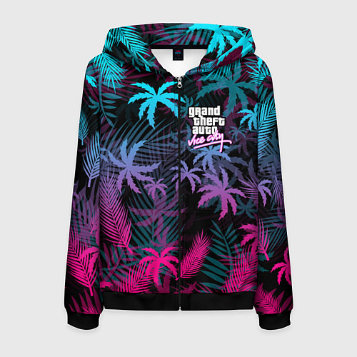 Мужская толстовка на молнии GTA VICE CITY / 3D-Черный – фото 1