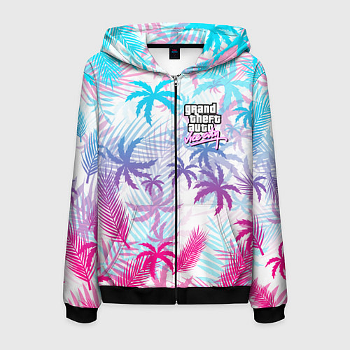 Мужская толстовка на молнии GTA VICE CITY / 3D-Черный – фото 1