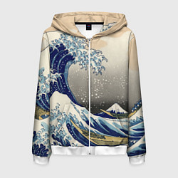 Толстовка 3D на молнии мужская ЯПОНСКАЯ КАРТИНА, цвет: 3D-белый
