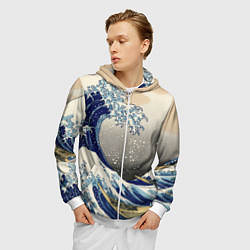 Толстовка 3D на молнии мужская ЯПОНСКАЯ КАРТИНА, цвет: 3D-белый — фото 2