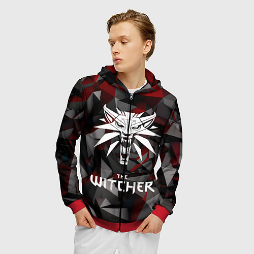 Мужская толстовка на молнии The Witcher / 3D-Красный – фото 3