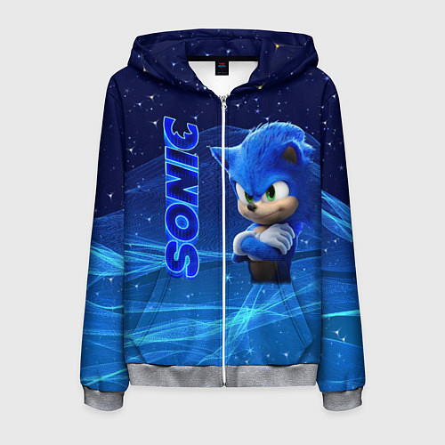 Мужская толстовка на молнии Соник / 3D-Меланж – фото 1