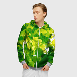 Толстовка 3D на молнии мужская Листья, цвет: 3D-меланж — фото 2