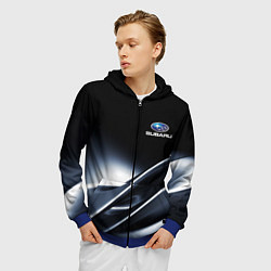Толстовка 3D на молнии мужская SUBARU, цвет: 3D-синий — фото 2