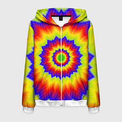 Толстовка 3D на молнии мужская Tie-Dye, цвет: 3D-белый