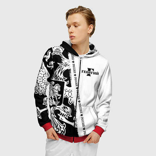 Мужская толстовка на молнии Георгий / 3D-Красный – фото 3