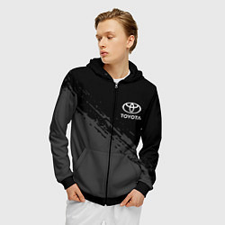 Толстовка 3D на молнии мужская TOYOTA, цвет: 3D-черный — фото 2