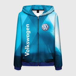 Толстовка 3D на молнии мужская VOLKSWAGEN, цвет: 3D-синий