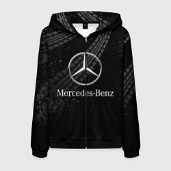Толстовка 3D на молнии мужская MERCEDES, цвет: 3D-черный