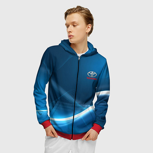 Мужская толстовка на молнии TOYOTA / 3D-Красный – фото 3