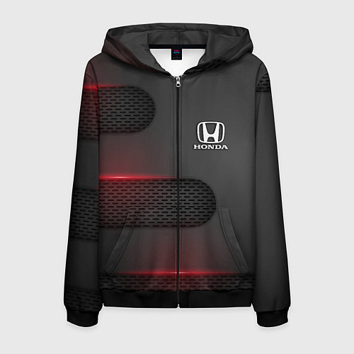 Мужская толстовка на молнии HONDA / 3D-Черный – фото 1