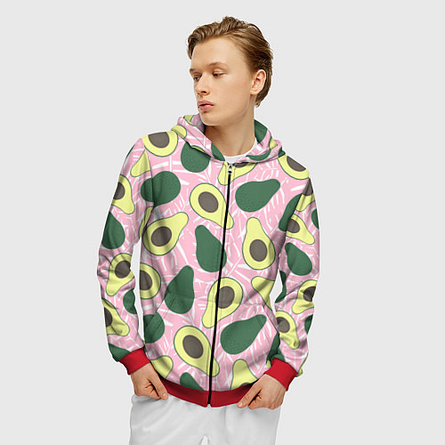 Мужская толстовка на молнии Avocado / 3D-Красный – фото 3