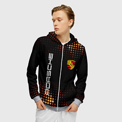 Толстовка 3D на молнии мужская PORSCHE, цвет: 3D-меланж — фото 2