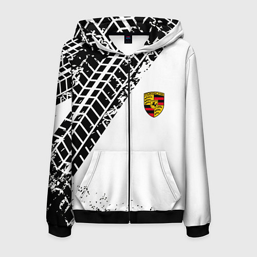 Мужская толстовка на молнии PORSCHE / 3D-Черный – фото 1