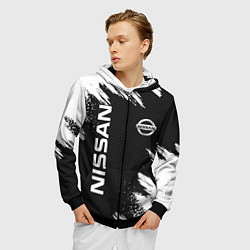 Толстовка 3D на молнии мужская NISSAN, цвет: 3D-черный — фото 2